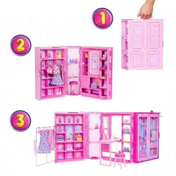 Barbie  Rüya Dolabı ve Bebek Oyun Seti HXD58 - Resim 2