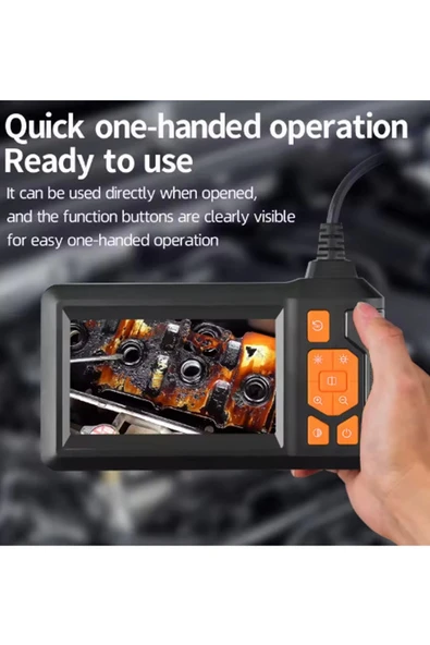 Ekranlı Üç kameralı 10 Mt Hafıza Kart Destekli Sert Kablo Yılan Endoskop Kamera 8 mm 4.3 ınc - 5