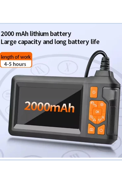 Ekranlı Üç kameralı 10 Mt Hafıza Kart Destekli Sert Kablo Yılan Endoskop Kamera 8 mm 4.3 ınc - 4