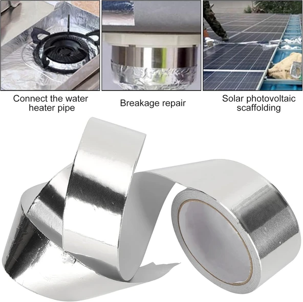 Alüminyum Folyo Bant Yanmaz Kombi Soba Borusu Bandı 48mm X 5M