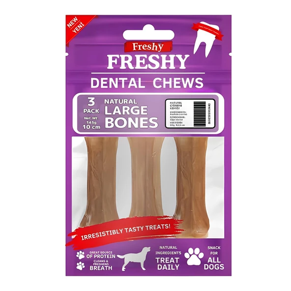Freshy Dental Chews Natural Large Köpek Ödül Kemiği 145gr 3lü