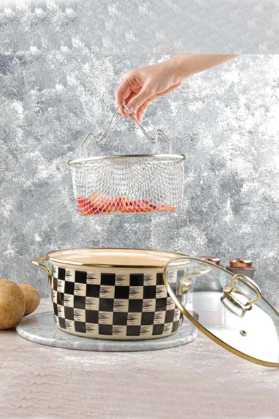 Emaye Dama 22 Cm Kızartma Tenceresi 4.5 Lt. P/mtl-201128 ürün görseli