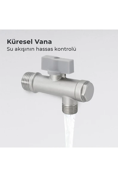 DESIPHON 2 Adet Krom Kaplama Ara Musluk - Dayanıklı Pirinç Gövde, Banyo ve Mutfak Kullanımına Uygun - 5