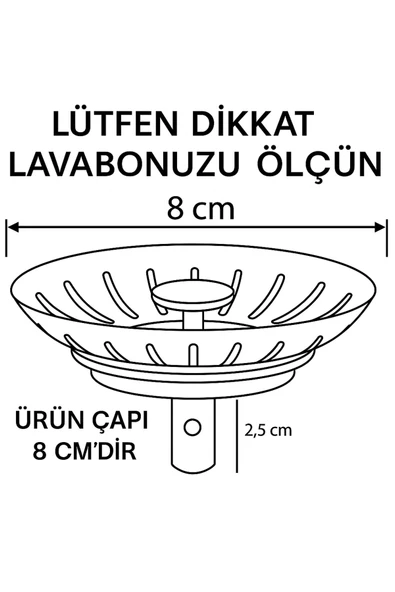 DESIPHON Çöpmak 2 Adet Mutfak Lavabo Sifon Gideri Paslanmaz Metal Tıpa Süzgeci 8 cm – Dayanıklı ve Uyumlu - 2