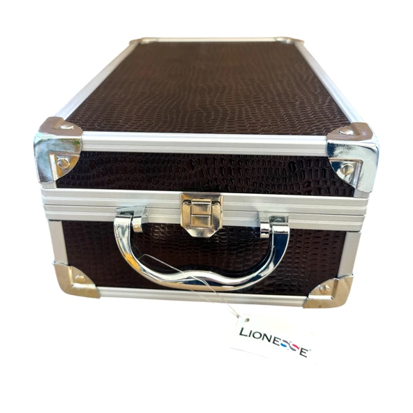 Lionesse 583 Metal Aksesuar Ve Makyaj Çantası Kahverengi - Resim 2