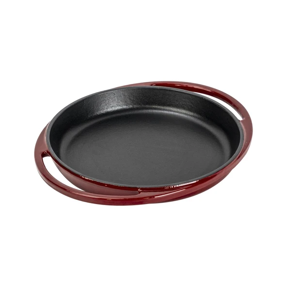 Lava Döküm Yuvarlak Sahan Döküm Demir Yekpare Çift Kulplu Çap(Ø)20cm.-Bordo - Resim 2