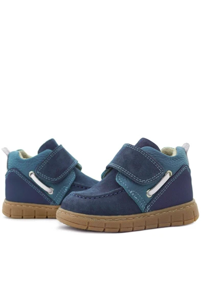 Rakerplus Hakiki Deri Mavi Cırt Cırtlı Bebek Bot - Resim 8