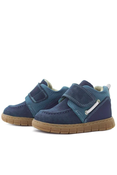 Rakerplus Hakiki Deri Mavi Cırt Cırtlı Bebek Bot - Resim 6