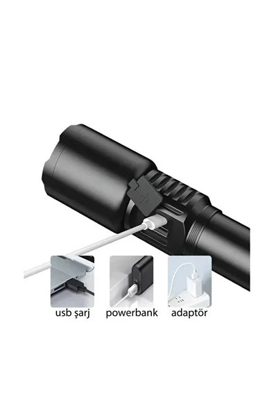 GOLD ORİON ALÜMİNYUM USB ÇIKIŞLI EL FENERİ (OR-2208-TG) - 2