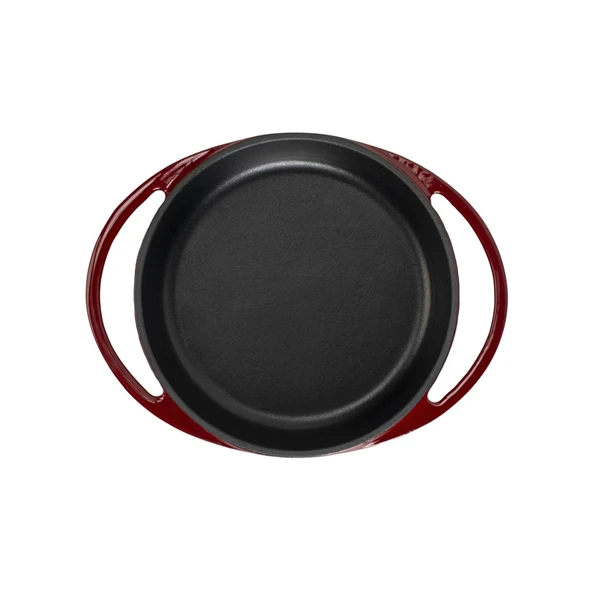 Lava Döküm Yuvarlak Sahan Döküm Demir Yekpare Çift Kulplu Çap(Ø)16cm.-Bordo - Resim 3