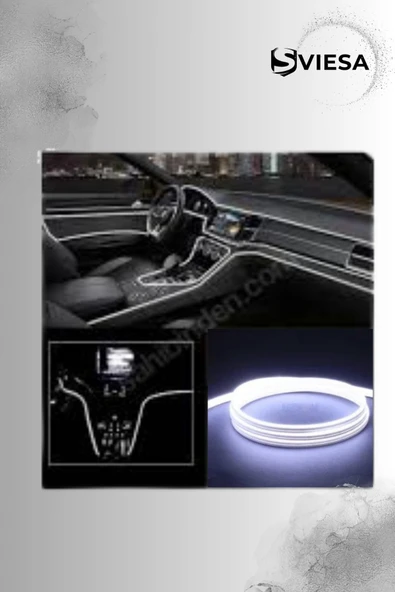 Araç Içi Torpido Ledi Şerit Led Ip Led Neon Beyaz 2 Metre - 1