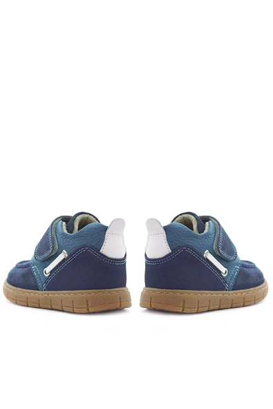 Rakerplus Hakiki Deri Mavi Cırt Cırtlı Bebek Bot - Resim 9