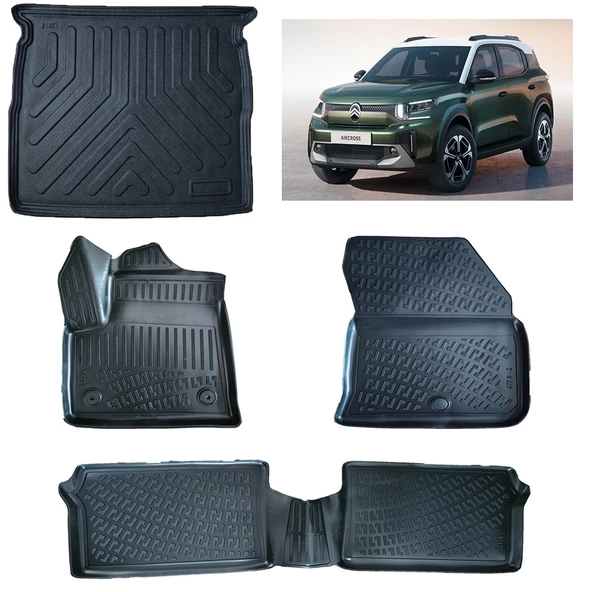 Rizline C3 Aircross Mhev Hybrit 2025 Sonrası 3D Paspas ve  Üst  Bagaj Havuzu