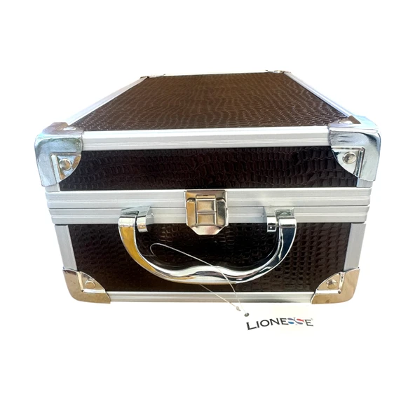 Lionesse 583 Metal Aksesuar Ve Makyaj Çantası Kahverengi - Resim 5