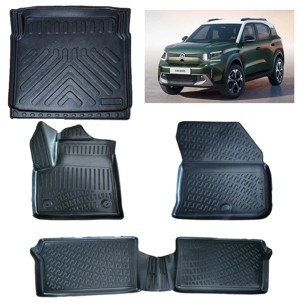 Rizline Citroen C3 Aircross Mhev Hybrit 2025 ve Sonrası 3D Paspas ve Sabizt Zemin Bagaj Havuzu