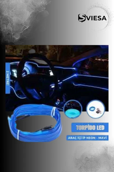 Araç Içi Torpido Ledi Şerit Led Ip Led Neon Mavi 2 Metre - 1