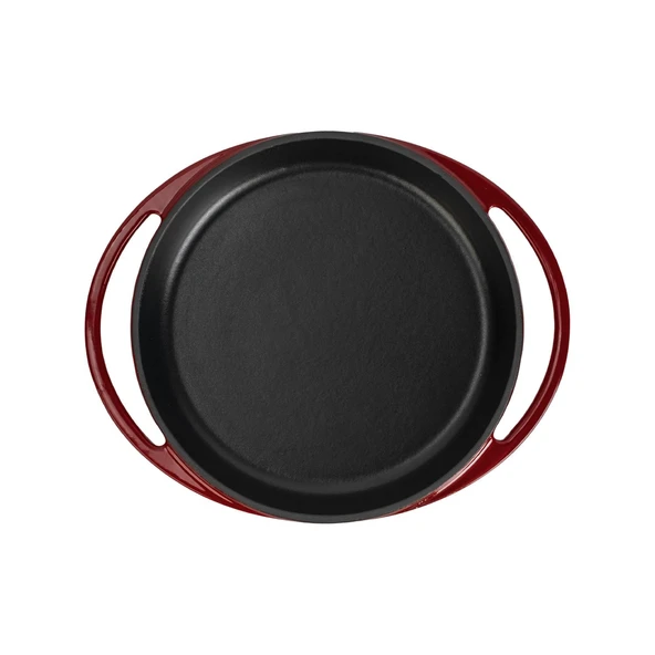 Lava Döküm Yuvarlak Sahan Döküm Demir Yekpare Çift Kulplu Çap(Ø)20cm.-Bordo - Resim 3