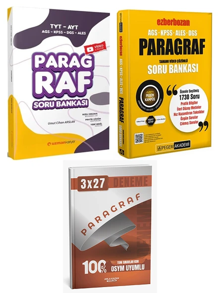 Pegem + Uzman Kariyer 2026 Tüm sınavlar İçin Paragraf Soru Bankası Anla Kazan Paragraf Deneme 3 lü ürün görseli 1