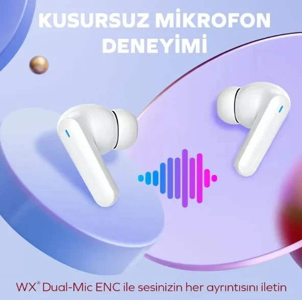 WOYAX by DEJİ Curvy HD Mikrofonlu Ultra Hafif HiFi Ses Beyaz Kulak İçi Kablosuz Bluetooth Kulaklık - 3