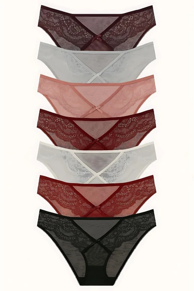 BİKİNİ ÖN YAN BANT ORTA AÇIK ARKA TÜL KADIN 2735 - Resim 4