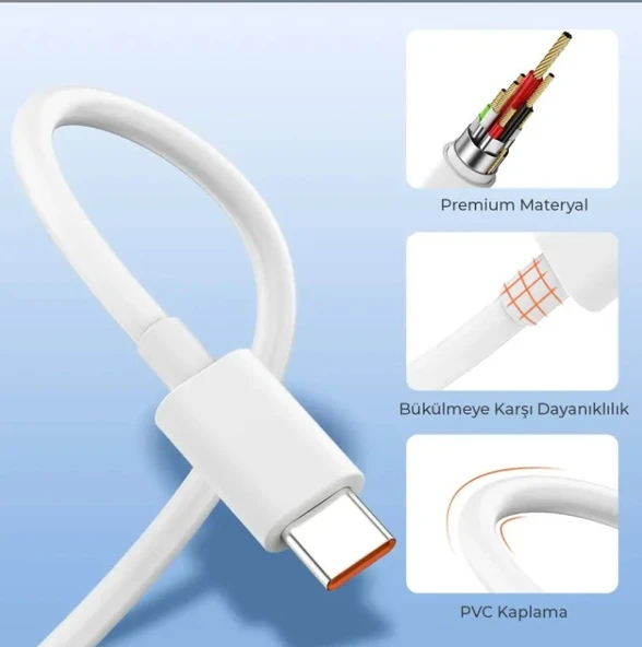 WOYAX by DEJİ WY-C12 67W USB to Type-C Data ve Hızlı Şarj Kablosu Beyaz 1.2metre - 3