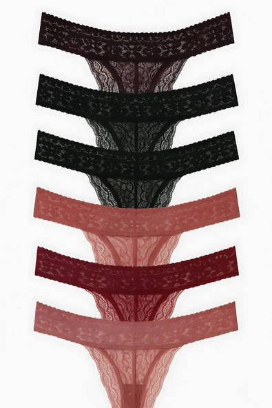 TANGA BEL SERIT BANT ÖN DANTEL ARKA TÜL KADIN 2730 ürün görseli