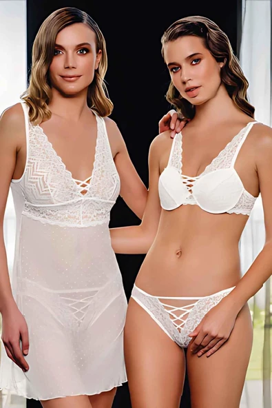 SÜTYEN KÜLOT KOMBİNEZON TAKIM KADIN 1200 - Resim 2