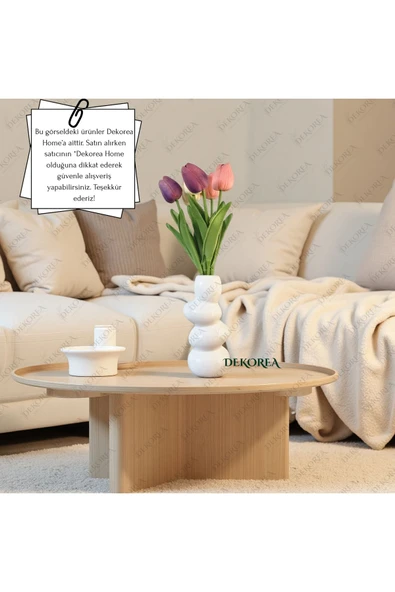 DEKOPOR Zen Taşı Dekoratif Vazo Beyaz - 7