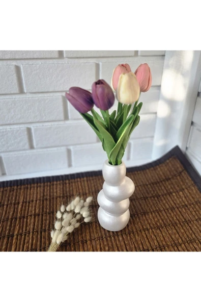 DEKOPOR Zen Seramik Dekoratif Vazo İNCİ - 7