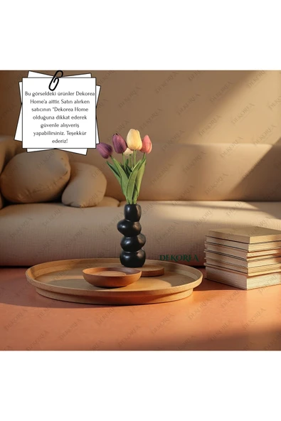 DEKOPOR Zen Seramik Dekoratif Vazo siyah - 8