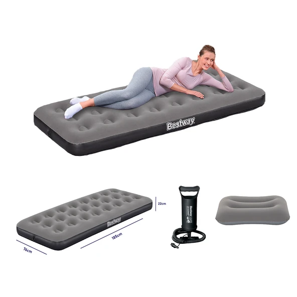 Bestway Single Tek Kişilik Şişme Yatak + El Pompası ve Yastık 185x76x22cm 671GY BW142 ürün görseli 1