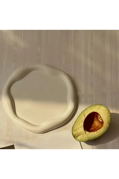 DEKOPOR Organik Form Taş Tozu Dekoratif Tepsi (OVAL) - 4