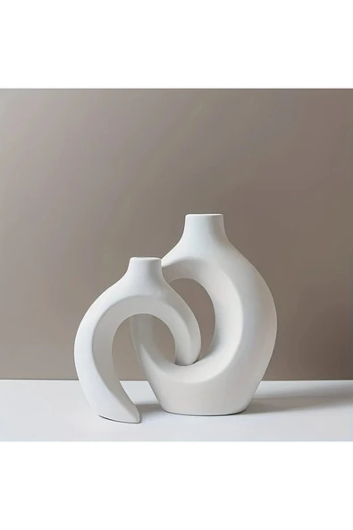 DEKOPOR "Eterna" Modern Dekoratif Taş tozu Vazo Seti