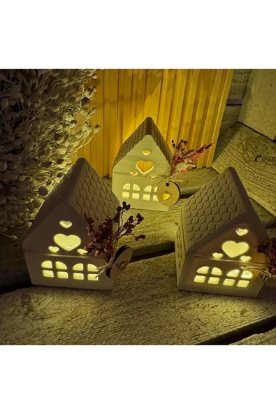 DEKOPOR El Yapımı Taş Tozu Ev Mumluk | Dekoratif Tealight Mumluk ( 3adet ) - 5