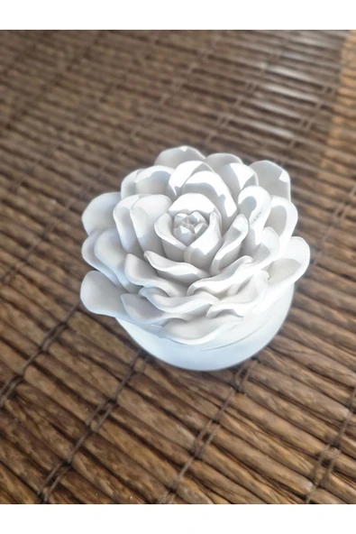 DEKOPOR Dekoratif Gül Seramik Kapaklı Mumluk | Zarif & Kokulu Dekor Mum - 7