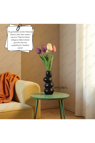 DEKOPOR Zen Seramik Dekoratif Vazo siyah - 3