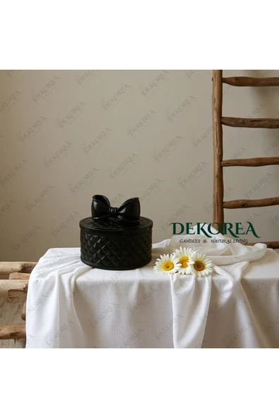 DEKOPOR Luxe Bow Yuvarlak Kapaklı Dekoratif Saklama Kutusu – Şık Organizer & Hediye Kutusu