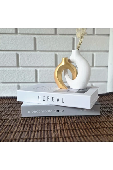 DEKOPOR "Eterna" Modern Dekoratif Taş tozu Vazo Seti Gold serisi - 2