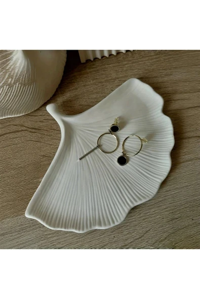 DEKOPOR Yaprak Formlu Seramik Takı & Sunum Tabağı | Dekoratif Tabak - 4