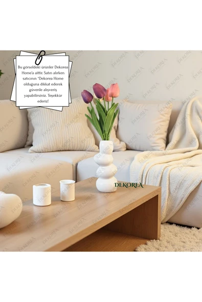 DEKOPOR Zen Taşı Dekoratif Vazo Beyaz - 5