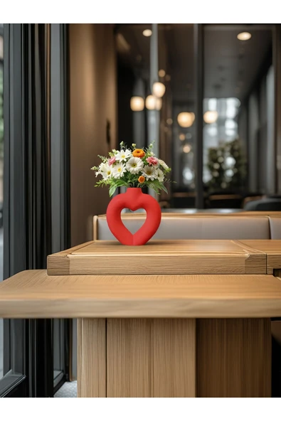 DEKOPOR Dekoratif Kalp Figürlü Seramik Vazo | El Yapımı Özel Tasarım - 7