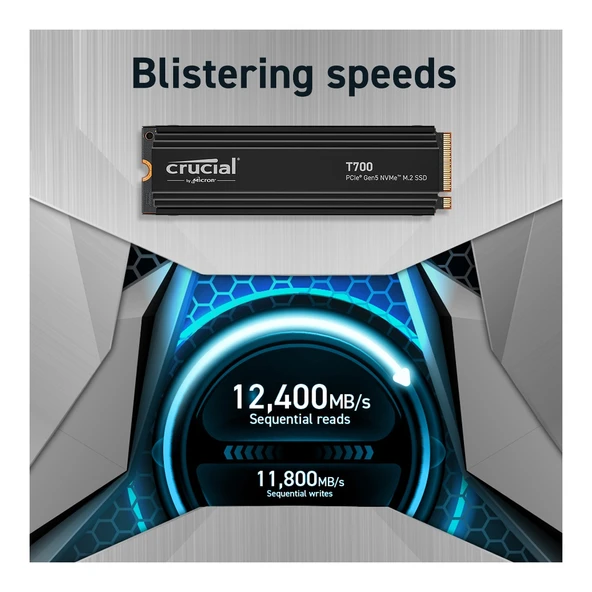 Crucial T700 4TB PCIe Gen5 NVMe M.2 SSD Soğutuculu CT4000T700SSD5 - 4