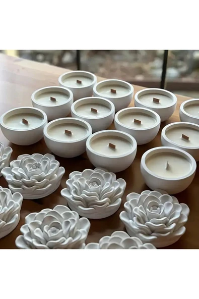 DEKOPOR Dekoratif Gül Seramik Kapaklı Mumluk | Zarif & Kokulu Dekor Mum