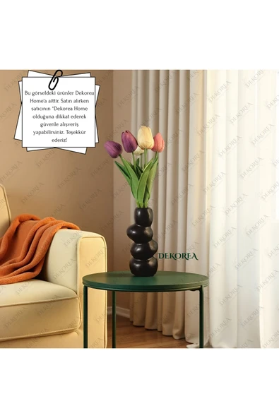 DEKOPOR Zen Seramik Dekoratif Vazo siyah - 7