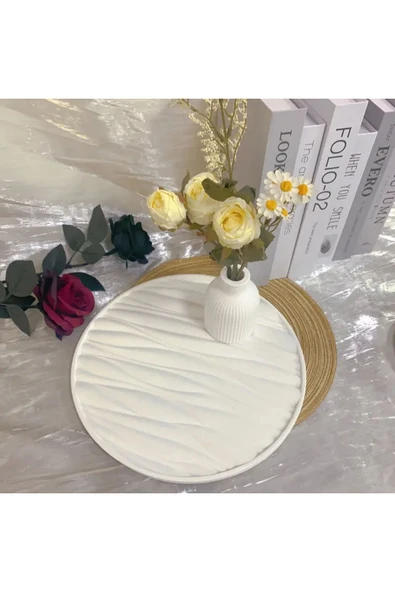 DEKOPOR ZenWave Doku Desenli Dekoratif Tepsi – Modern ve Fonksiyonel Tasarım - 5