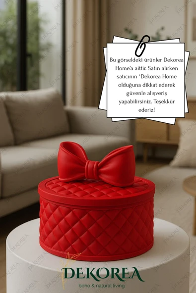 DEKOPOR Luxe Bow Yuvarlak Kapaklı Dekoratif Saklama Kutusu – Şık Organizer & Hediye Kutusu