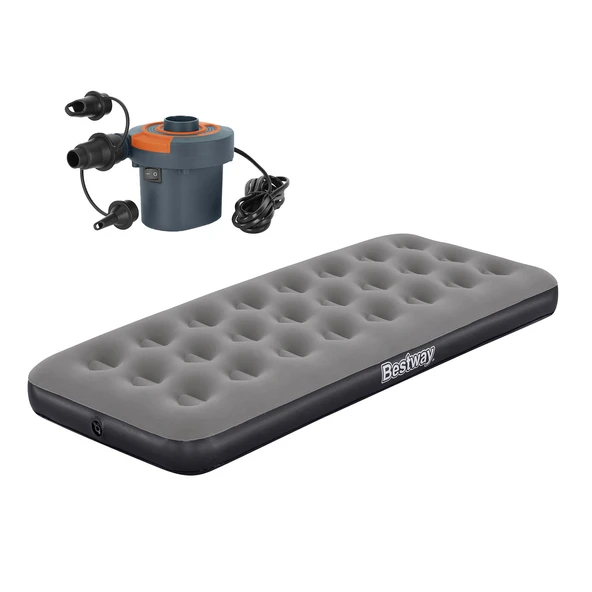 Bestway Single Tek Kişilik Şişme Yatak + Elektrikli Pompa 185x76x22cm 671GY BW141 ürün görseli 1