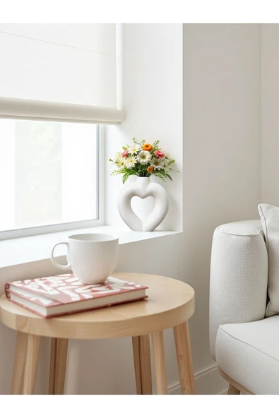 DEKOPOR Dekoratif Kalp Figürlü Seramik Vazo | El Yapımı Özel Tasarım - 2