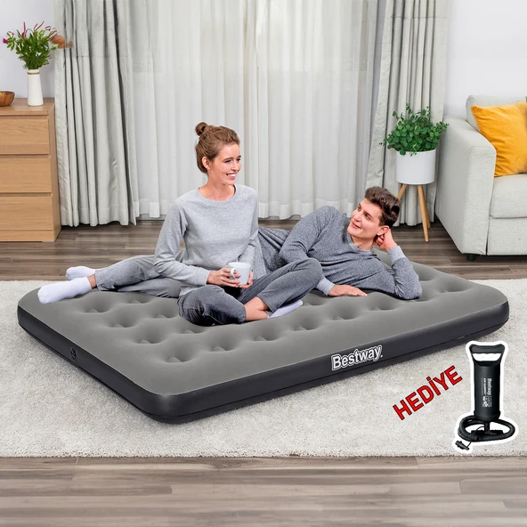 Bestway Ultra Queen 2 Kişilik Şişme Yatak + El Pompası Hediyeli 191x137x22cm 671GZ BW143 - 1