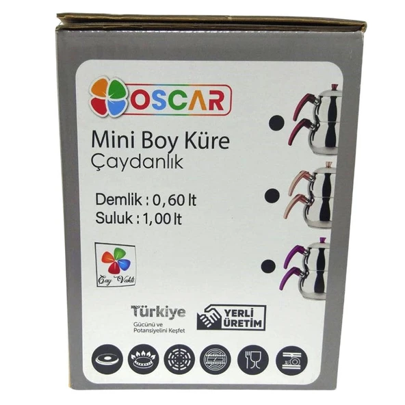 Yonca Oscar Küre Mini Boy Çelik Çaydanlık Kırmızı - 5